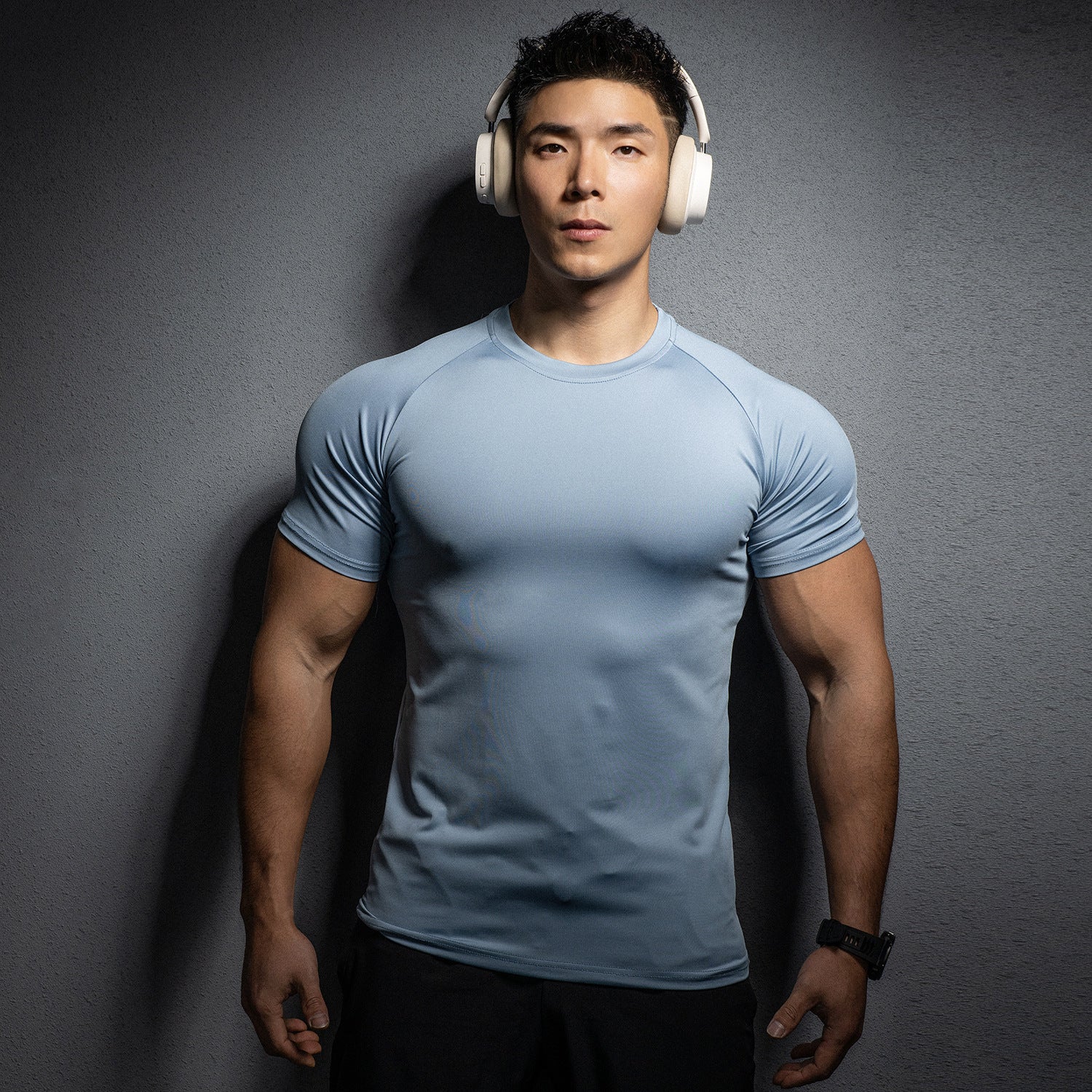 New Men's Sport Casual Running Gym Workout Elastic Quick-Dry Solid Color Short Sleeve T-Shirt