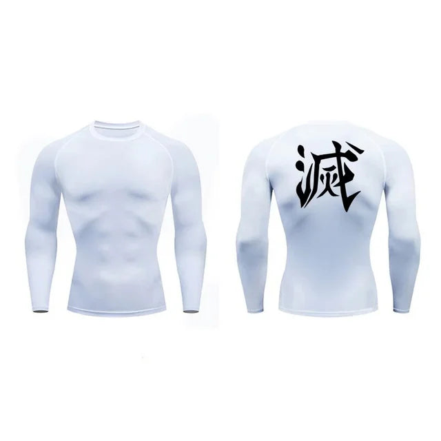Demon Slayer Print Compression Shirts for Men Gym Workout Fitness Undershirts Short Sleeve Quick Dry Athletic Tees T-Shirt Tops