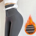 Solid High Wait Warm Leggings Women Breasted Sports Gym Girl Leggins Mujer Jogging Workout Casual Push Up Legging Fitness